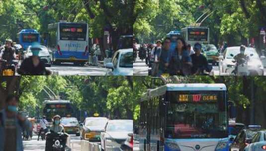 北京鼓楼大街107路公交车高清在线视频素材下载