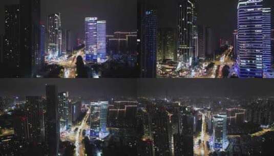 航拍成都联合广场夜景高清在线视频素材下载