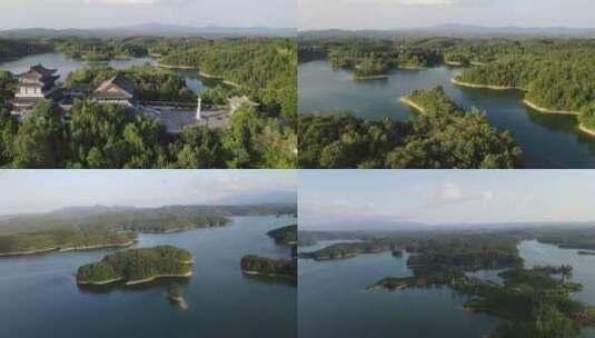 湖北随州琵琶湖风景区航拍高清在线视频素材下载