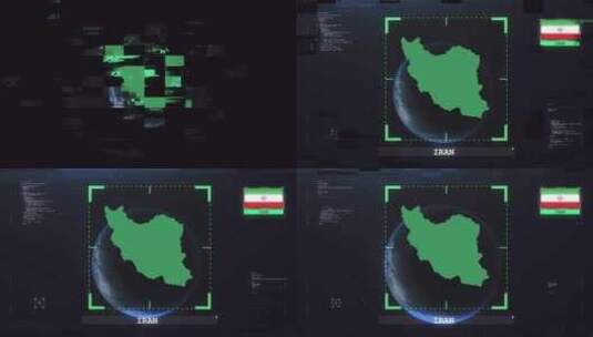 伊朗国旗和地图Hud4K高清在线视频素材下载