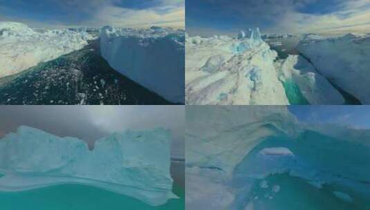 FPV航拍冰山冰川大海蓝天白云高清在线视频素材下载
