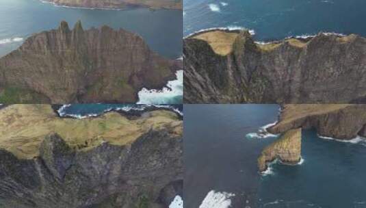 4k风景航拍法罗群岛海边高山悬崖高清在线视频素材下载