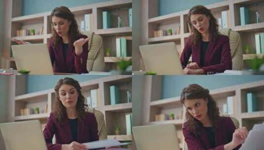 女性专业人士在办公室召开视频会议律师讨论高清在线视频素材下载