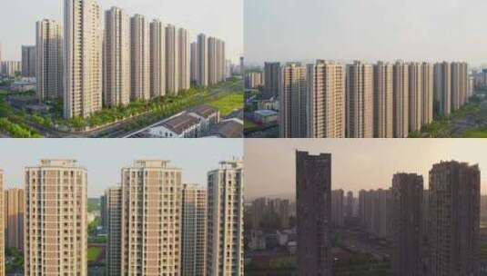 【合集】杭州城市居住小区高楼建筑外观航拍高清在线视频素材下载