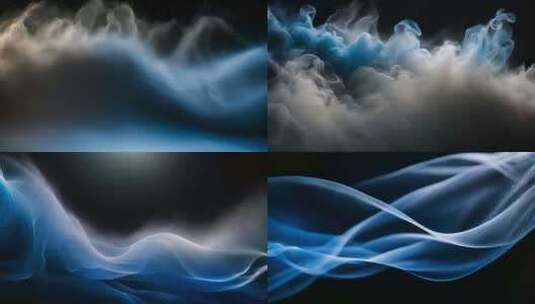 唯美蓝色烟雾粒子水纹背景高清在线视频素材下载