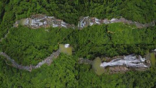 航拍深圳马峦山碧岭瀑布群风光高清在线视频素材下载