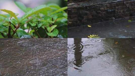 城市马路道路下暴雨下雨天雨水雨滴大自然风高清在线视频素材下载