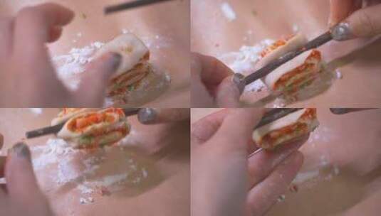 传统面食面点小花卷制作高清在线视频素材下载