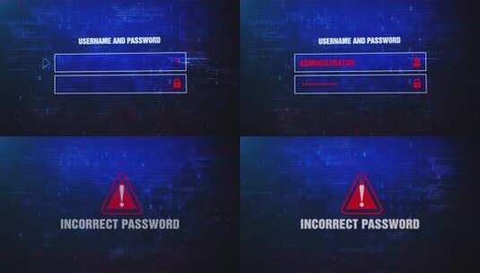 错误密码警报警告错误消息在屏幕上闪烁高清在线视频素材下载