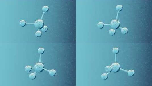 蓝色背景的化学分子，3d渲染。高清在线视频素材下载