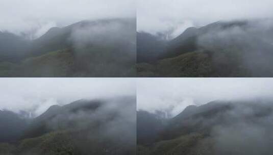 雨后山雾自然风景航拍高清在线视频素材下载