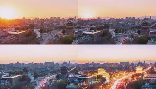 北京城市风光前门日转夜高清在线视频素材下载