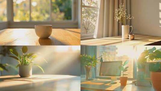 温暖光线家居静物空镜片头 现代简约家品高清在线视频素材下载