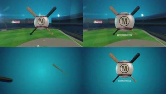 LOGO演绎棒球运动展示体育运动标志文本过渡ae模板高清AE视频素材下载