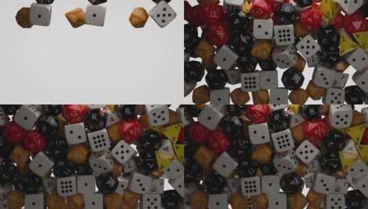 不同的骰子堆积高清在线视频素材下载