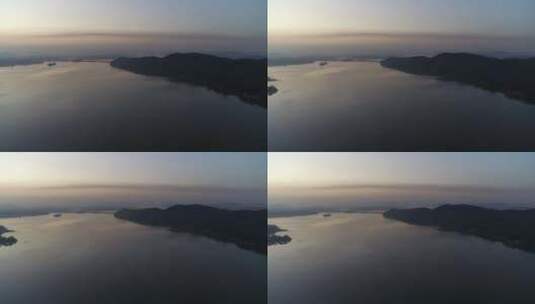 航拍武汉东湖磨山傍晚大远景高清在线视频素材下载