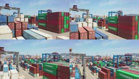 厦门自动化码头港口物流出口海运集装箱货轮高清在线视频素材下载