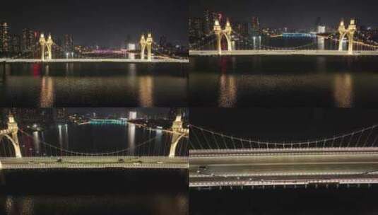 珠海白石桥夜景航拍高清在线视频素材下载