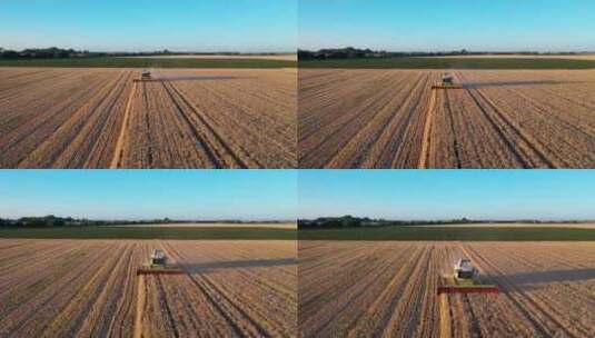 航拍拖拉机在农田里耕作高清在线视频素材下载