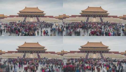 北京故宫人流延时拍摄高清在线视频素材下载