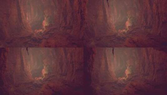 充满红色岩石的充满活力的洞穴高清在线视频素材下载