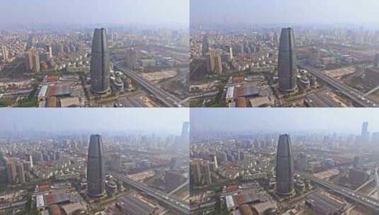 浙江省宁波城市河流风景建筑航拍高清在线视频素材下载