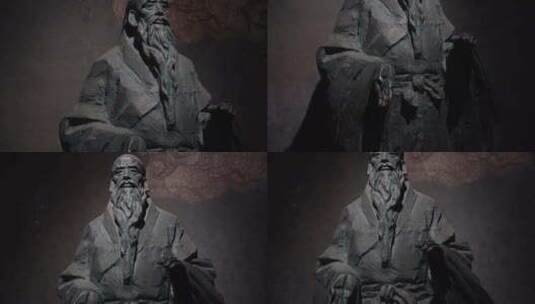 古代人物道德经创始人老子雕像高清在线视频素材下载