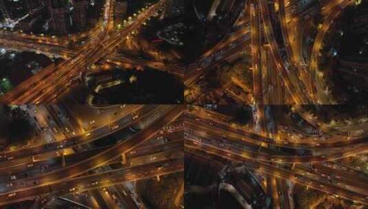 广州中山一立交桥夜景高清在线视频素材下载
