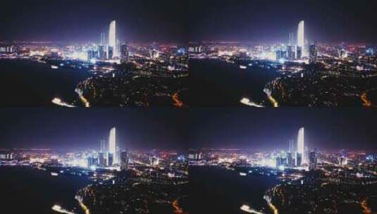 苏州中心 金鸡湖 夜景延时高清在线视频素材下载