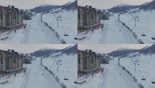 高山滑雪雪道造雪滑雪高清在线视频素材下载