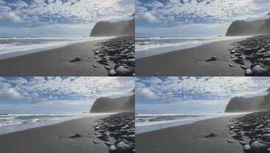 夏威夷的波洛卢海滩，充满了独特的黑色沙滩高清在线视频素材下载