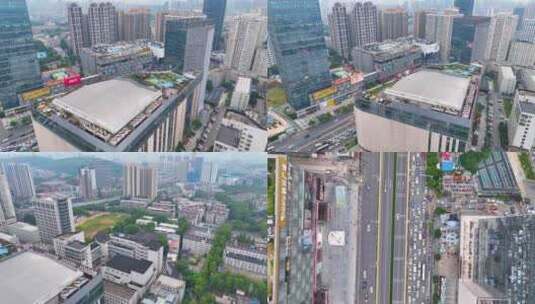 湖北武汉洪山区街道口航拍车流交通城市风景高清在线视频素材下载