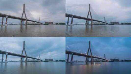 4k广州番禺大桥日落延时高清在线视频素材下载