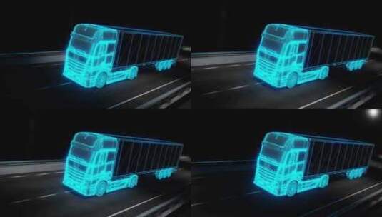 未来卡车骑在路上与栏杆循环动画高清在线视频素材下载