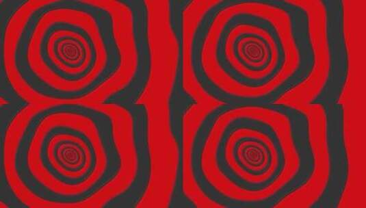 Trippy黑色和红色圆圈抽象背景高清在线视频素材下载