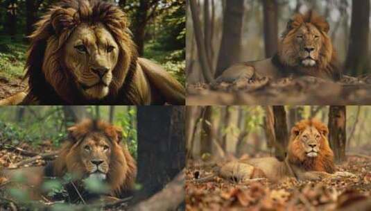 狮子卧着的雄狮 狮子特写高清在线视频素材下载