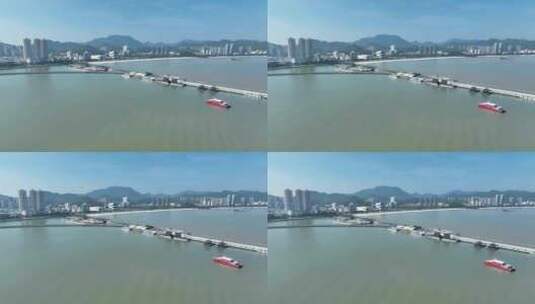 珠海香洲港客运站航拍香洲港码头珠海港口路高清在线视频素材下载