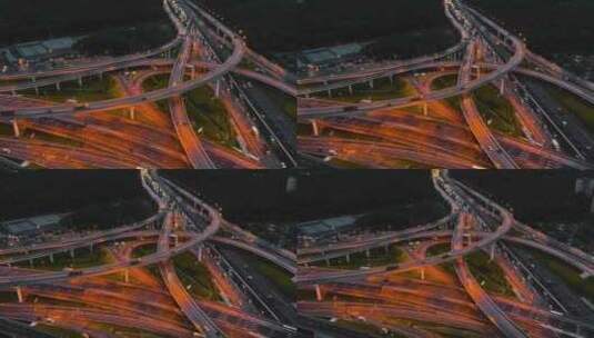 4K-夜景城市高架桥上的车流高清在线视频素材下载