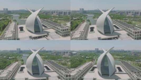 上海中国航海博物馆临港新城航拍高清在线视频素材下载