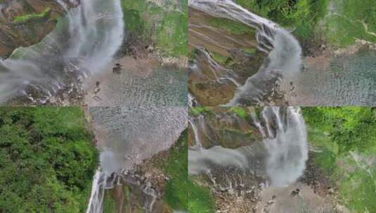 矮寨大桥景区流沙瀑布航拍高清在线视频素材下载