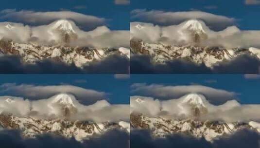 西藏林芝桃花节南迦巴瓦峰日照金山延时高清在线视频素材下载