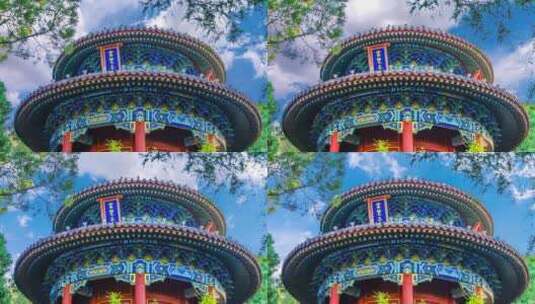 北京景山公园富览亭古建筑蓝天白云延时高清在线视频素材下载