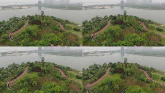 航拍江西南昌九龙湖公园高清在线视频素材下载