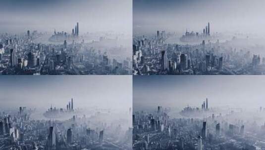 上海大雾天航拍高清在线视频素材下载
