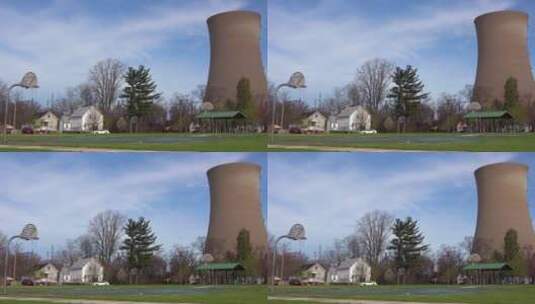 密西根湖核电站的延时摄影高清在线视频素材下载
