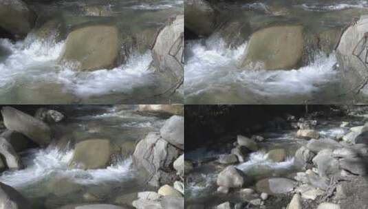 山间水流特写镜头高清在线视频素材下载