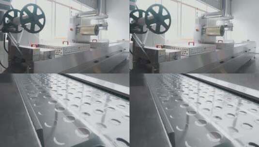 食品工厂包装机生产流水线高清在线视频素材下载