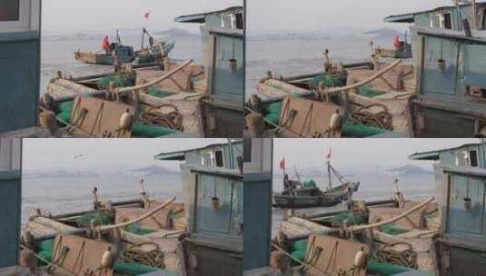 青岛崂山渔船驶过镜头4k素材高清在线视频素材下载