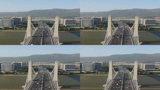 航拍福州闽江鼓山大桥竖屏高清在线视频素材下载