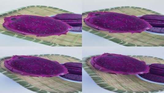 红心火龙果转盘静物视频高清在线视频素材下载